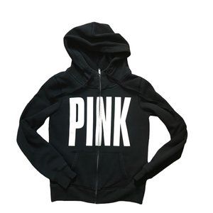 PINK Women's Zippy Hoodie Black Size XS Zippered